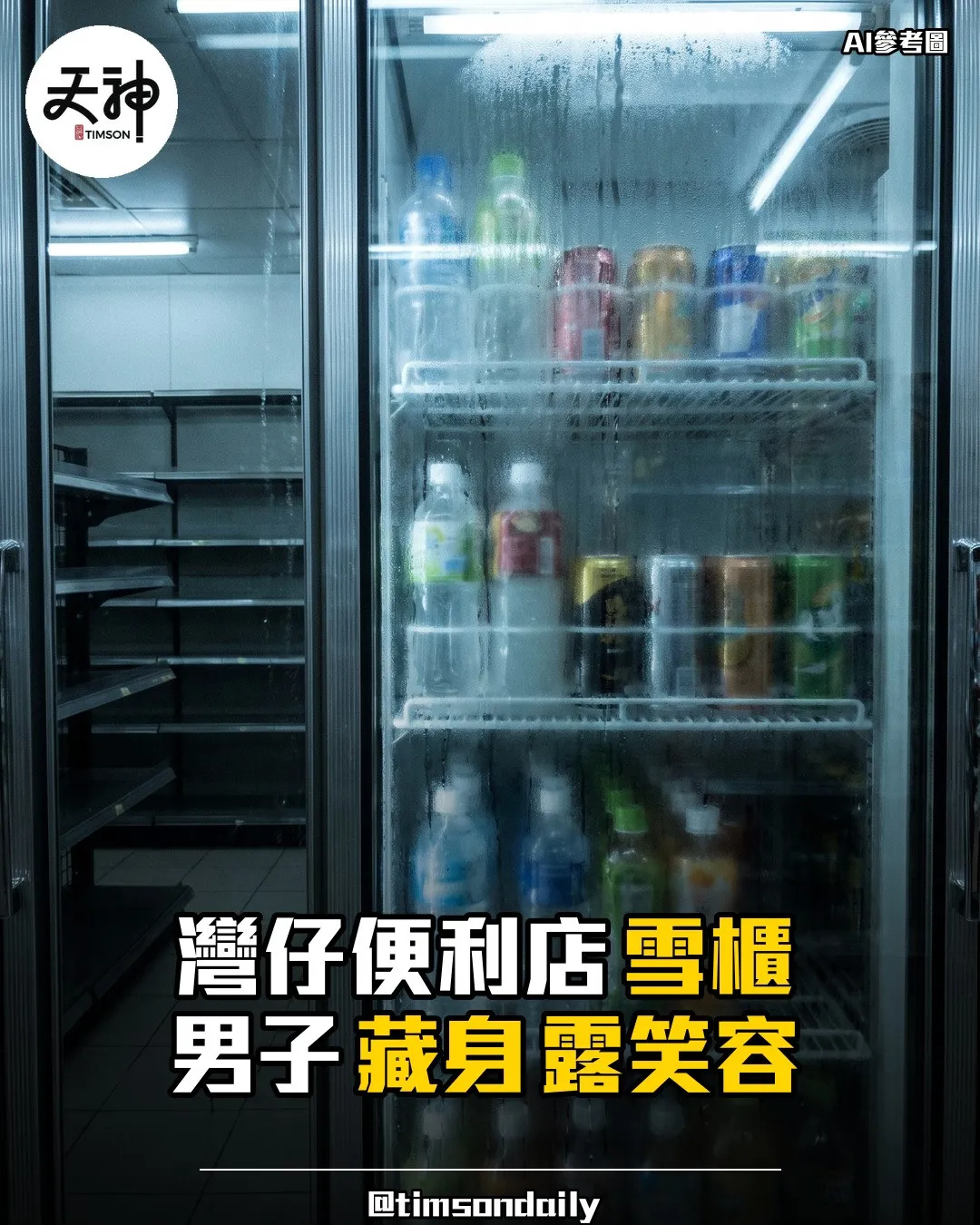 灣仔便利店雪櫃驚見男子藏身 網民熱議似恐怖片