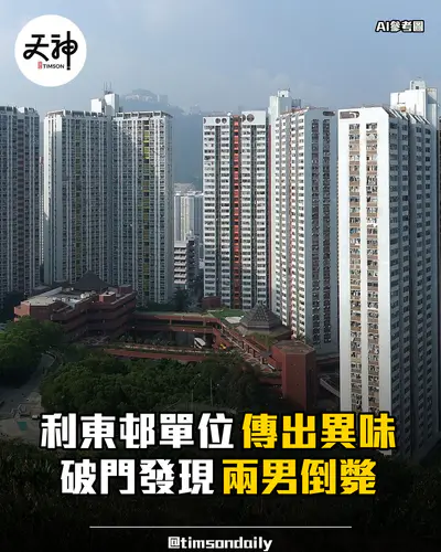 鴨脷洲利東邨單位傳異味消防破門揭兩男倒斃
