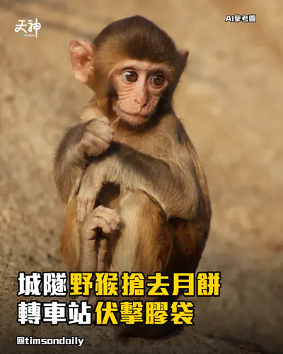 城隧轉車站野猴搶月餅伏擊途人膠袋