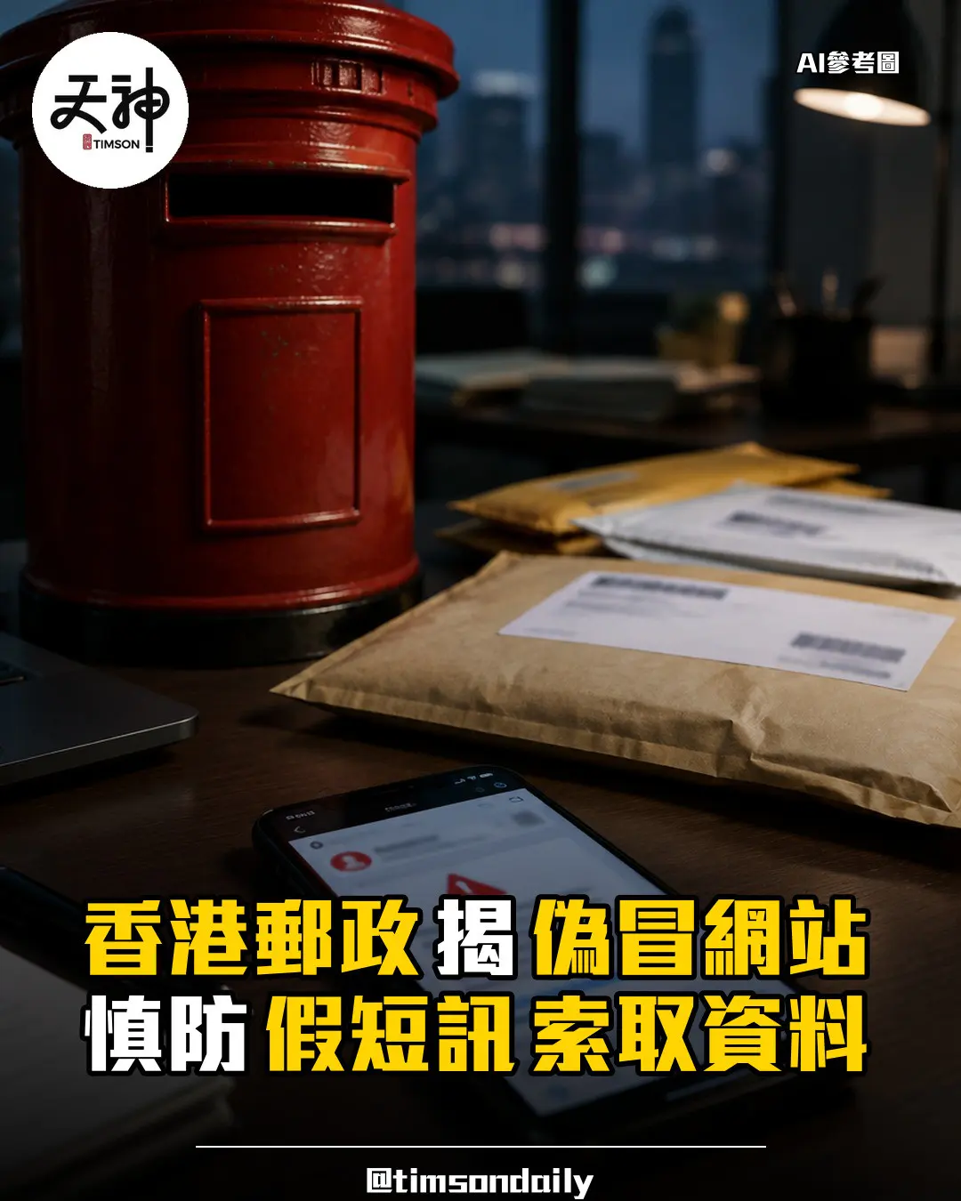 香港郵政 揭偽冒網站 慎防假短訊索取資料